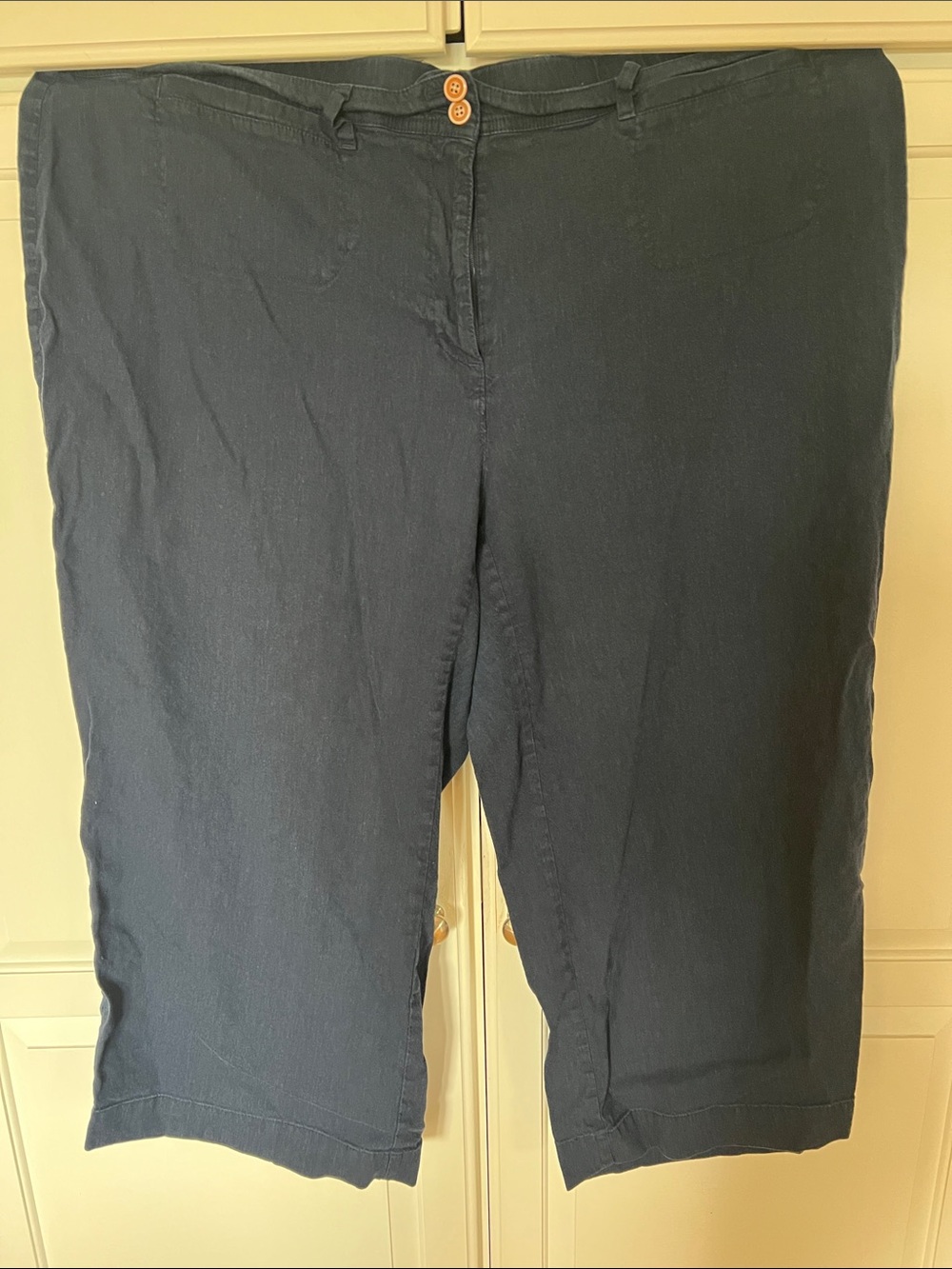 J. Jill Deep Navy Cropped Wide Leg Linen Pants